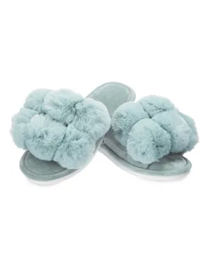 Women's Luxe Pom-Pom Memory Foam Plush Slippers