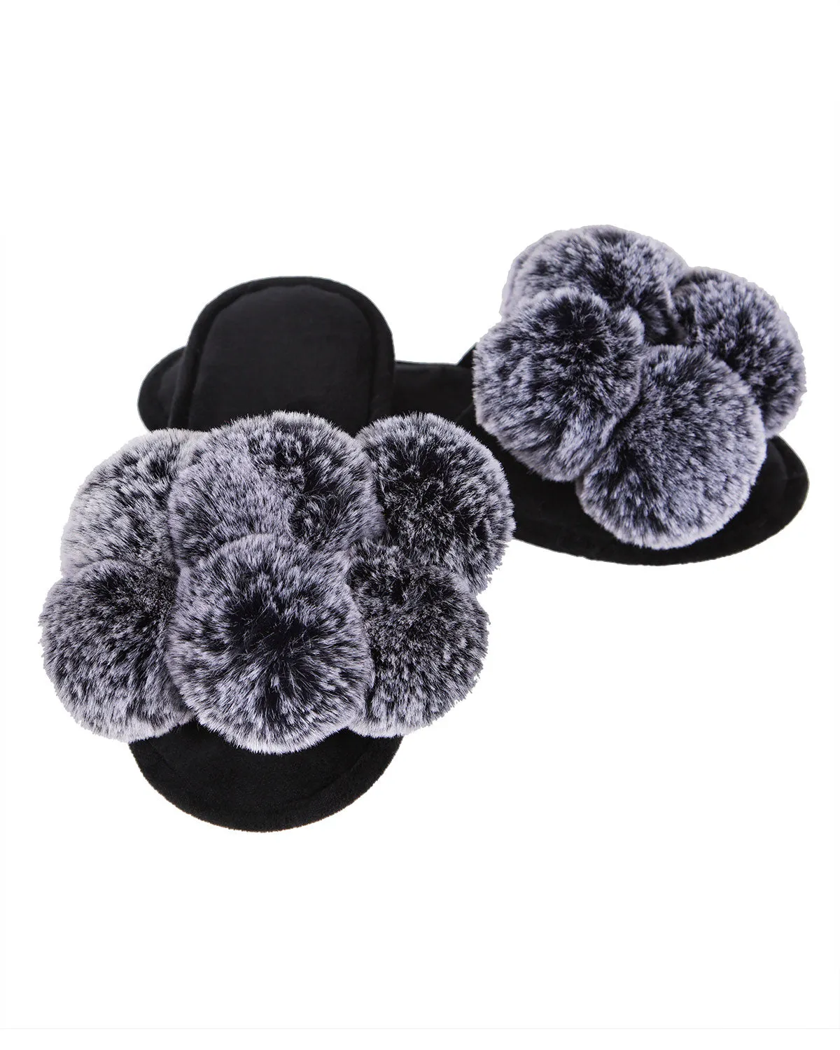 Women's Luxe Pom-Pom Memory Foam Plush Slippers