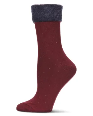 Women's Pindot Soft-Fit Thick Cuff Cotton Rich Crew Sock