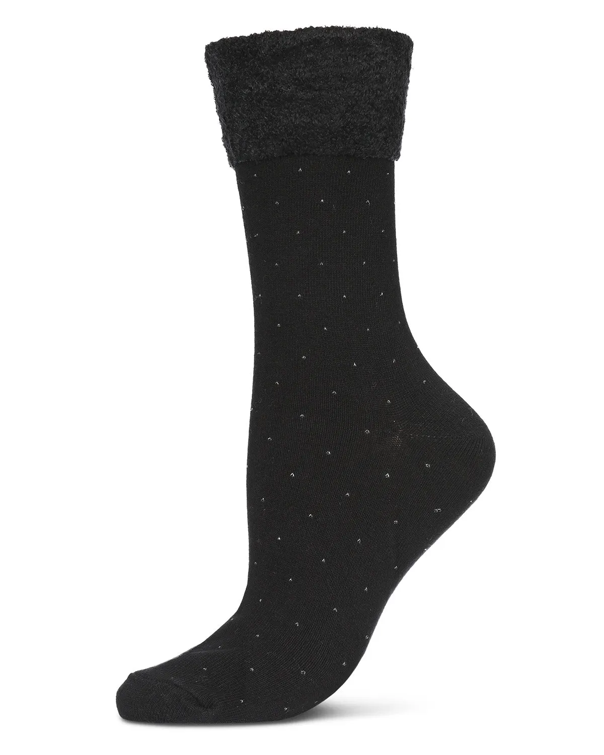 Women's Pindot Soft-Fit Thick Cuff Cotton Rich Crew Sock