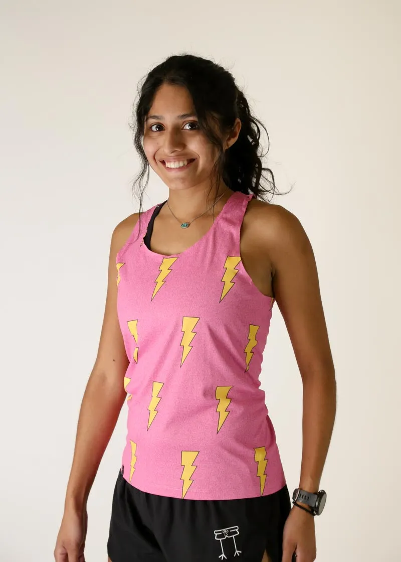 Women's Pink Bolts Performance Singlet