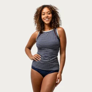 Women's Popcorn Stripe High Neck Tankini Top