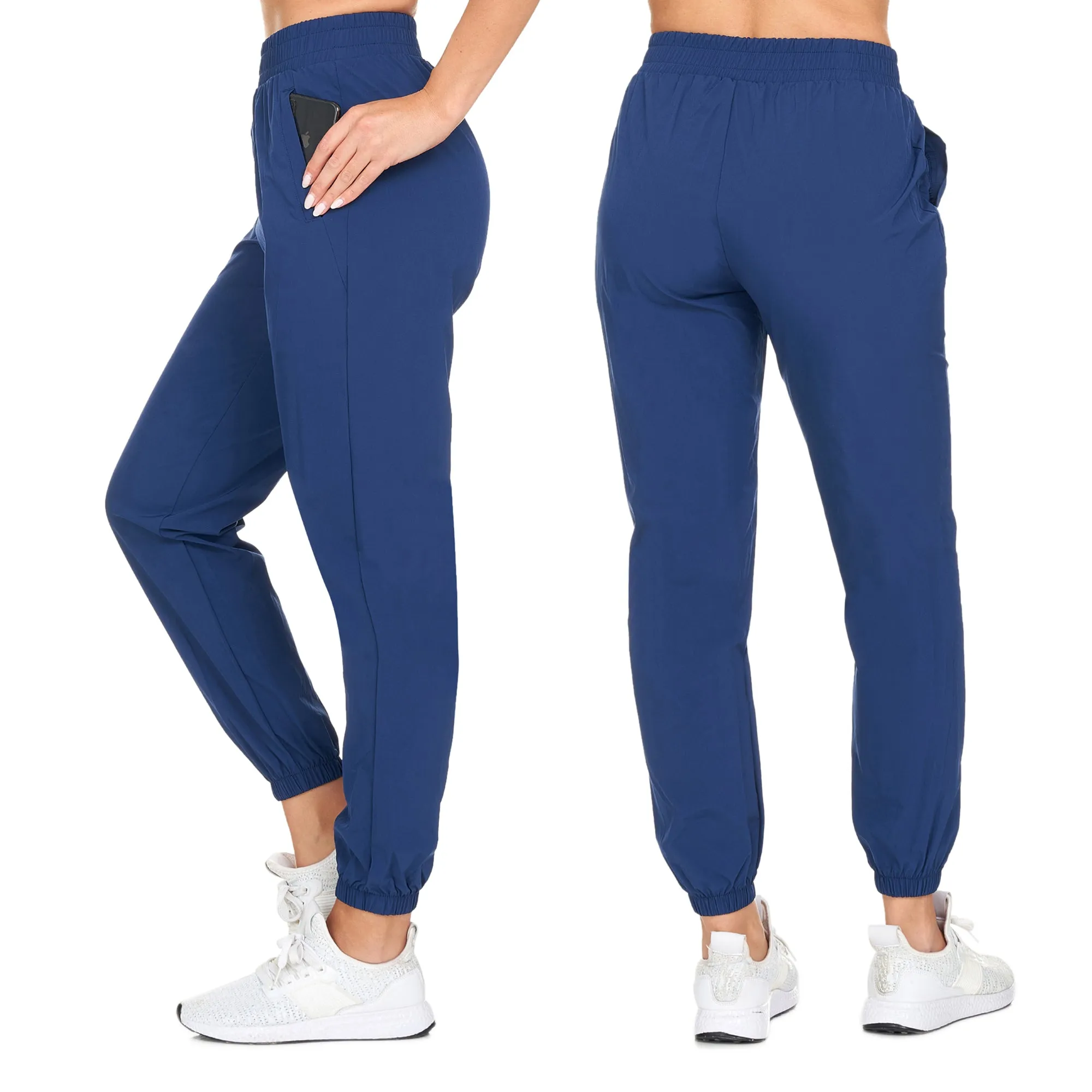 Women's Ultra Soft Full Length Woven Jogger Pants With Pockets