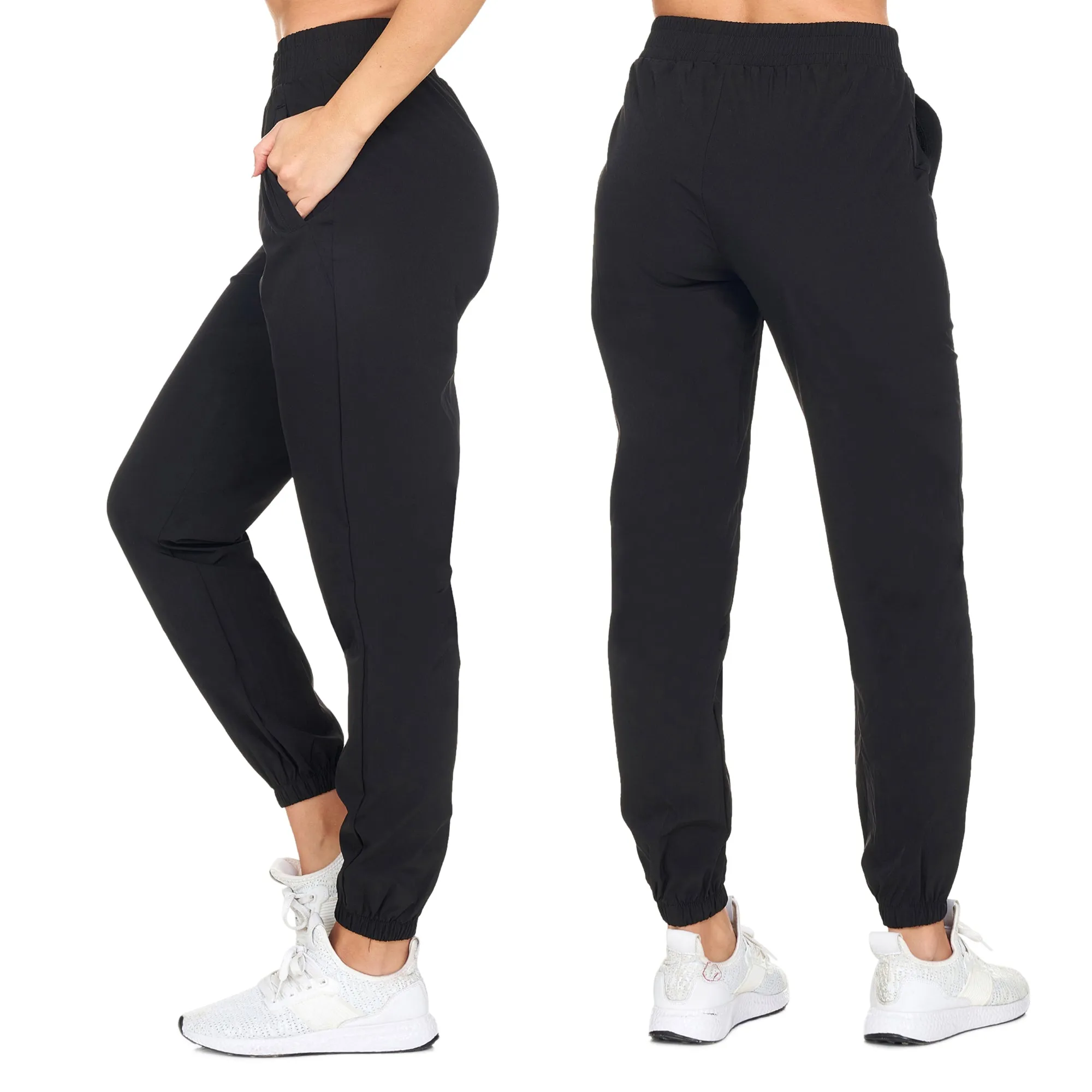 Women's Ultra Soft Full Length Woven Jogger Pants With Pockets