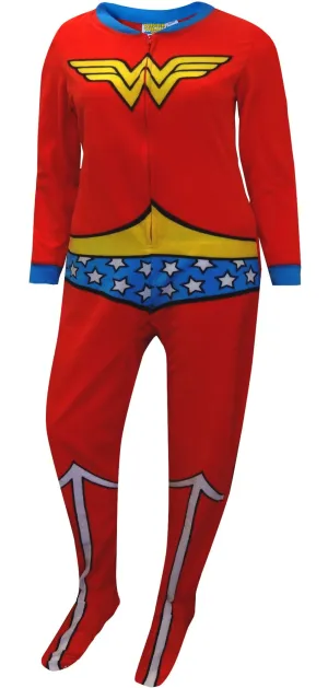 Wonder Woman Fleece Junior Cut One Piece Footie Pajama