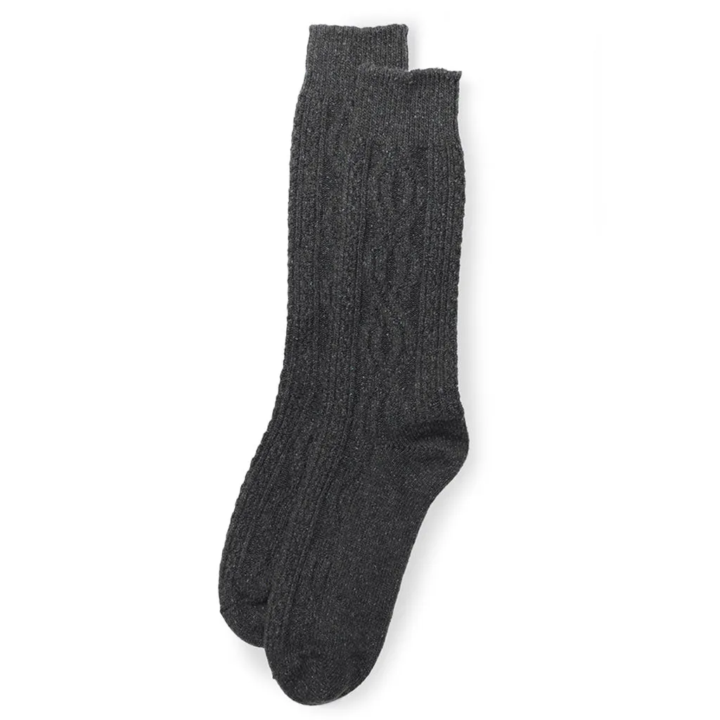 Wool and Silk Cable Knit Sock